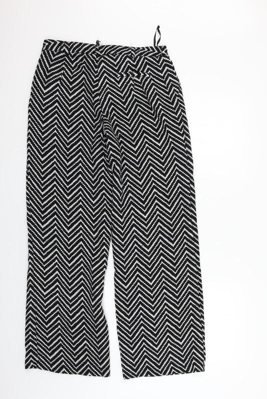 atmoshere Womens Black Geometric  Trousers  Size 12 L28 in