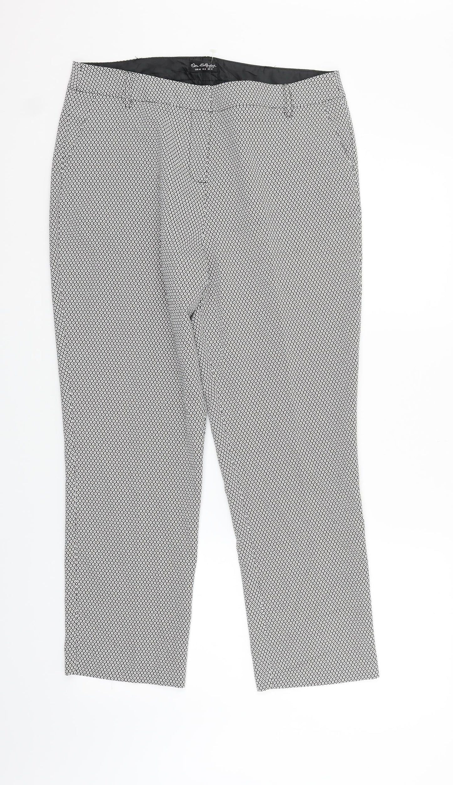Miss Selfridge Womens White Geometric  Trousers  Size 12 L26 in