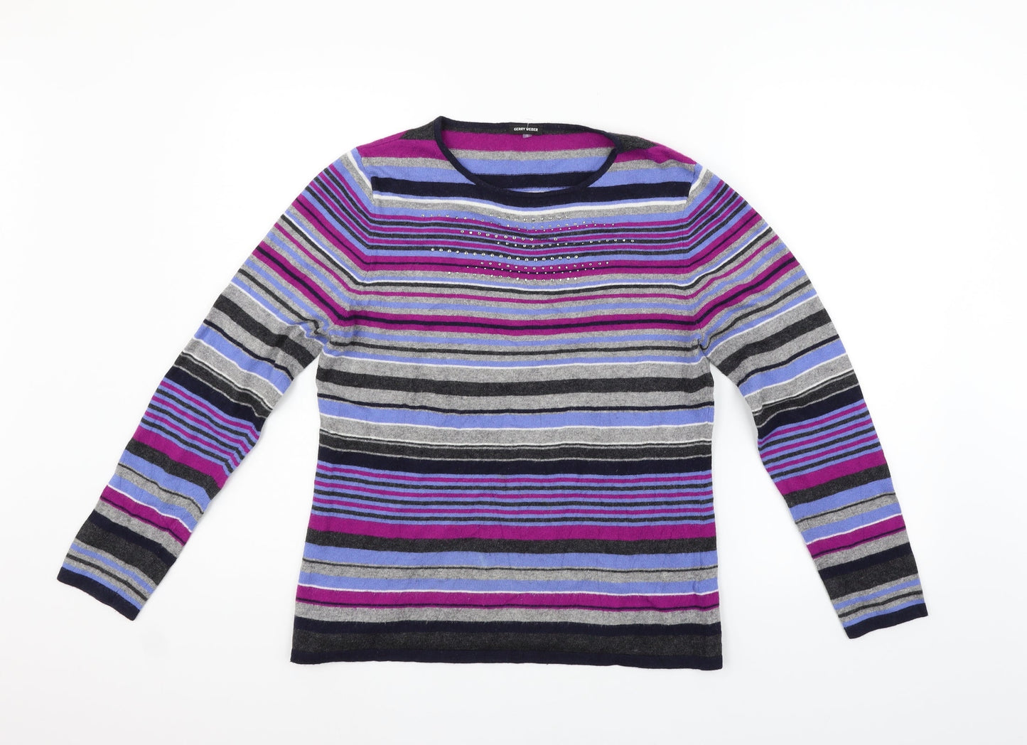 Gerry Weber Womens Blue Striped  Pullover Jumper Size M