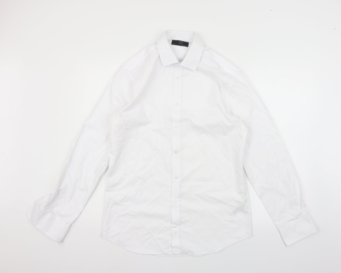 Marks and Spencer Mens Silver Houndstooth   Button-Up Size 15.5