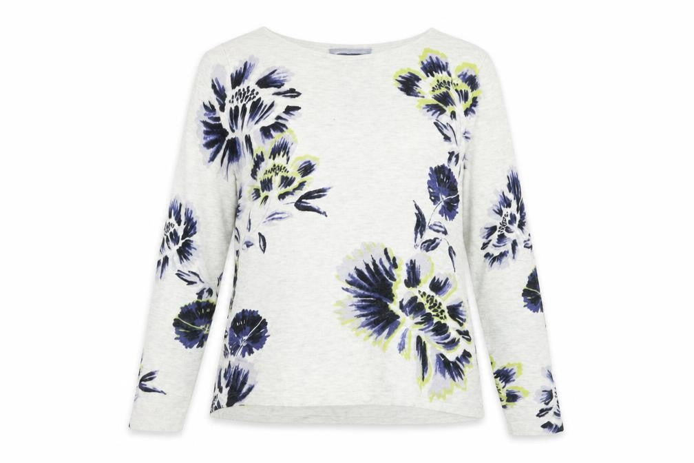 Marks and Spencer Womens Grey Floral  Pullover Jumper Size 8