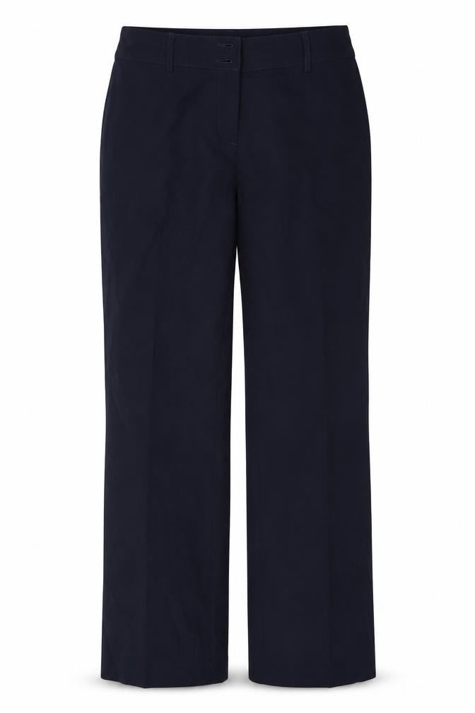 Front view of Papaya women’s blue trousers, size UK 10, 27-inch leg