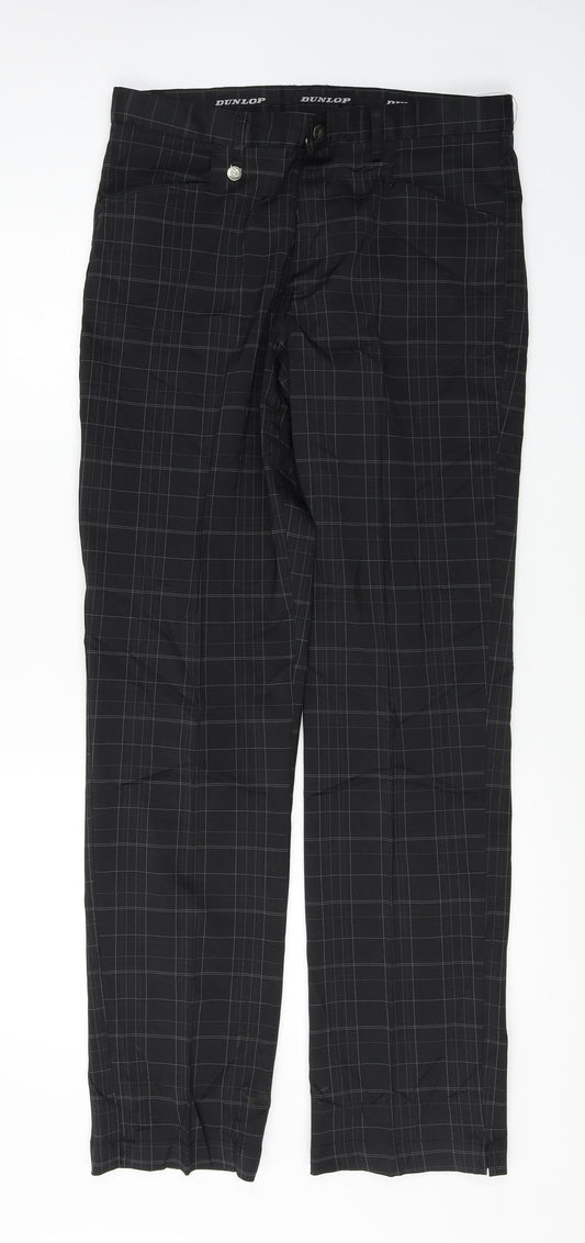 Dunlop  Womens Black Check  Trousers  Size 34 in L30 in