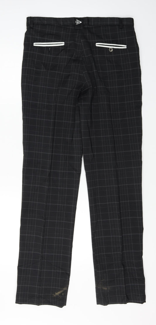 Dunlop  Womens Black Check  Trousers  Size 34 in L30 in