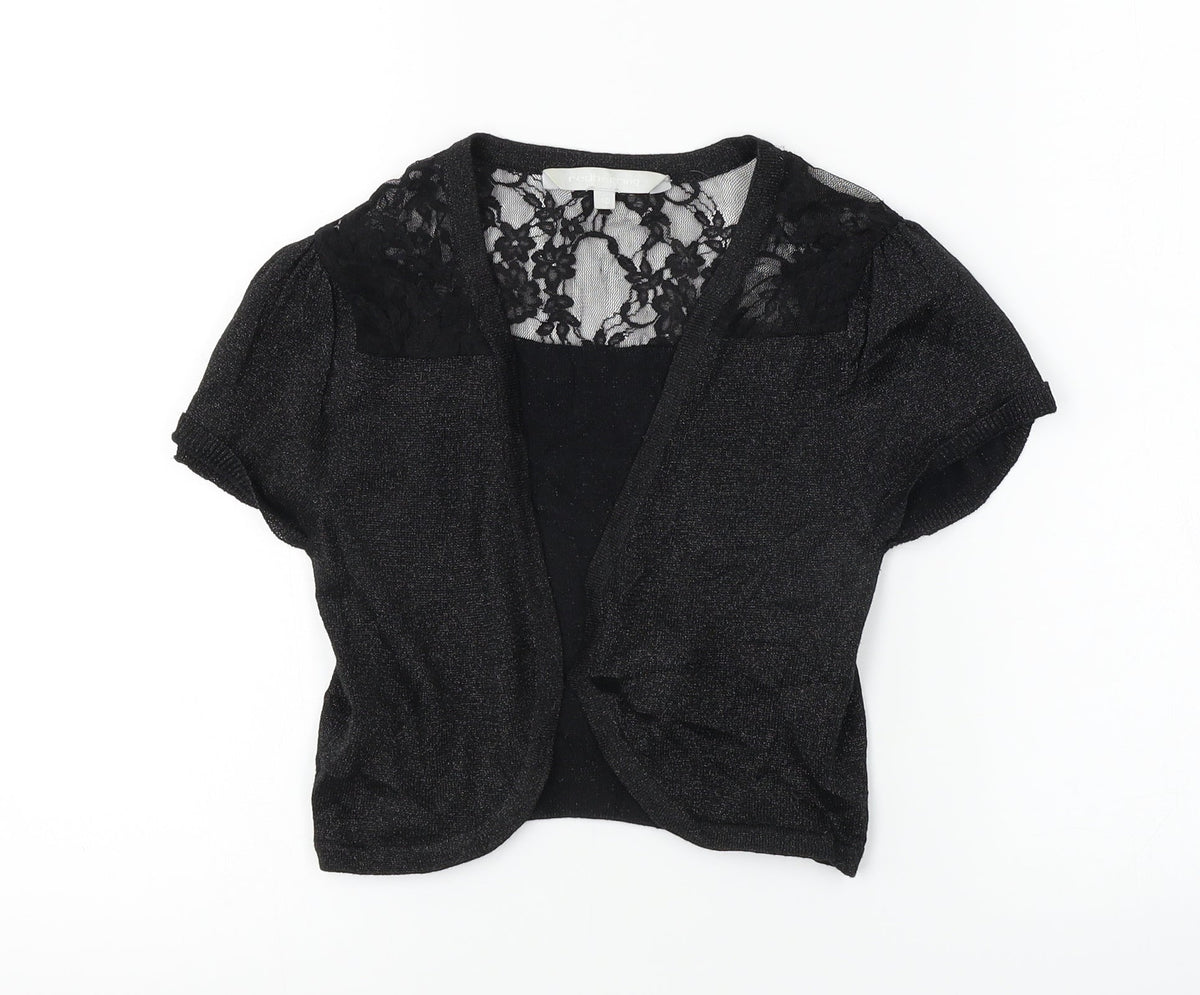 Additional front view of Red Herring women’s black cardigan jumper, size UK 10