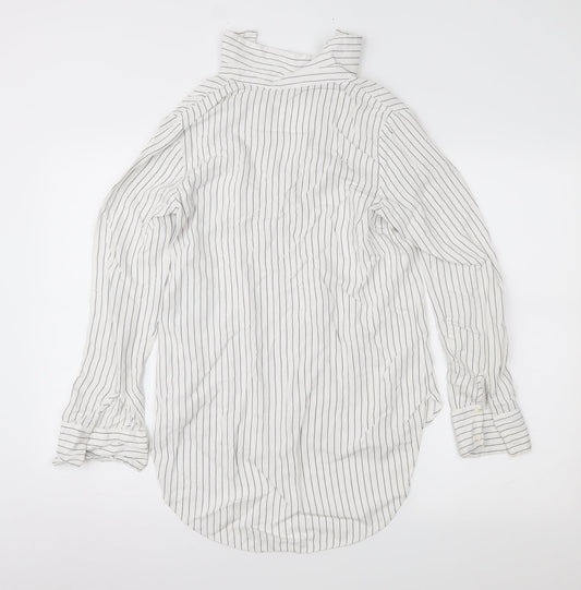 H&M Womens White Striped  Basic Button-Up Size 4