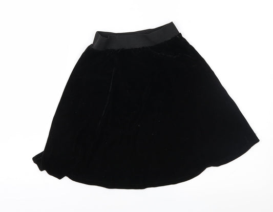 Preworn Womens Black  Velour Flare Skirt Size 26 in