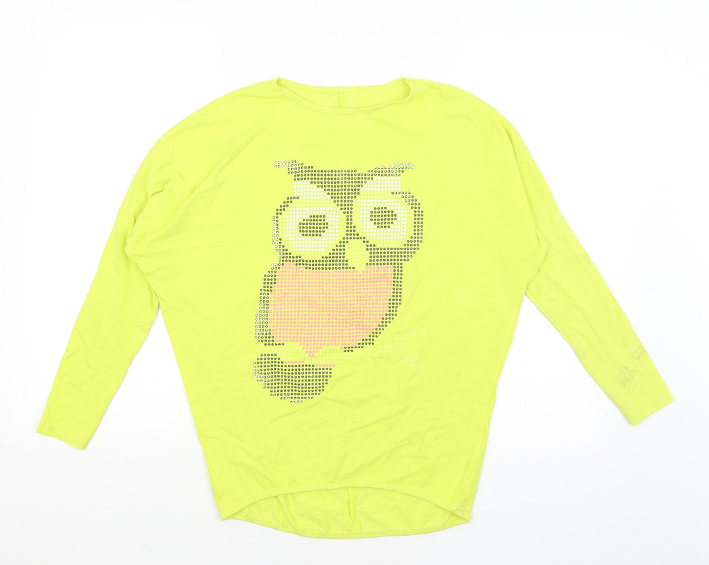 Preworn Womens Yellow   Basic T-Shirt Size 10  - owl