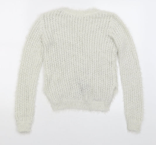 H&M Girls White   Pullover Jumper Size 9-10 Years