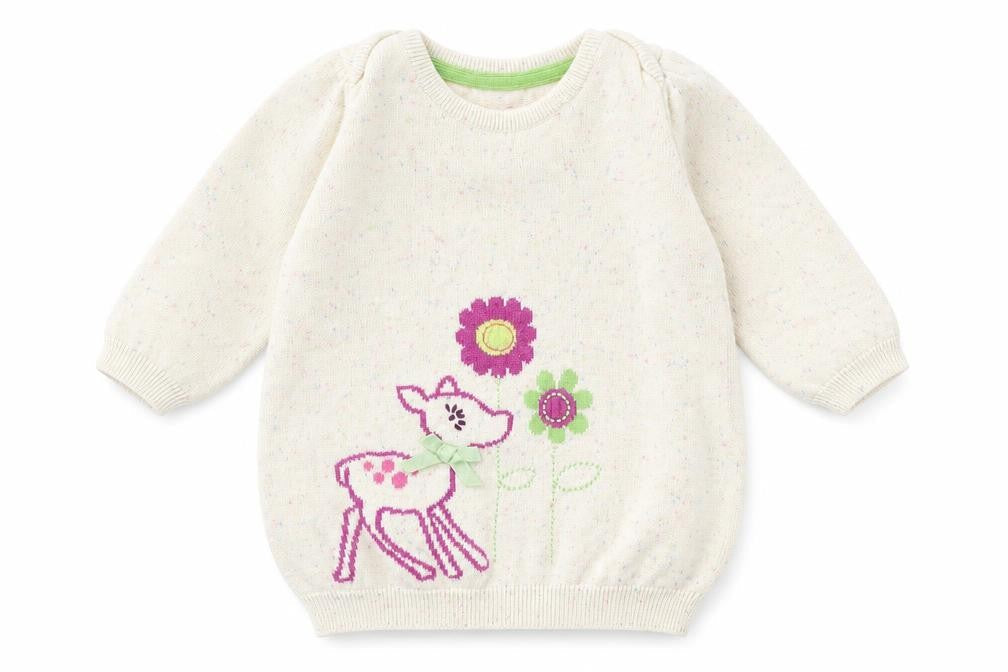 Front view of Marks & Spencer Baby Ivory jumper, size 0-3, Months - Deer