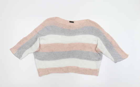 Nuna Lie Womens Multicoloured Striped Knit Pullover Jumper Size L  - Bat Wing