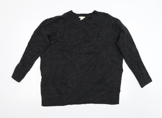 H&M Womens Black  Knit Pullover Jumper Size M