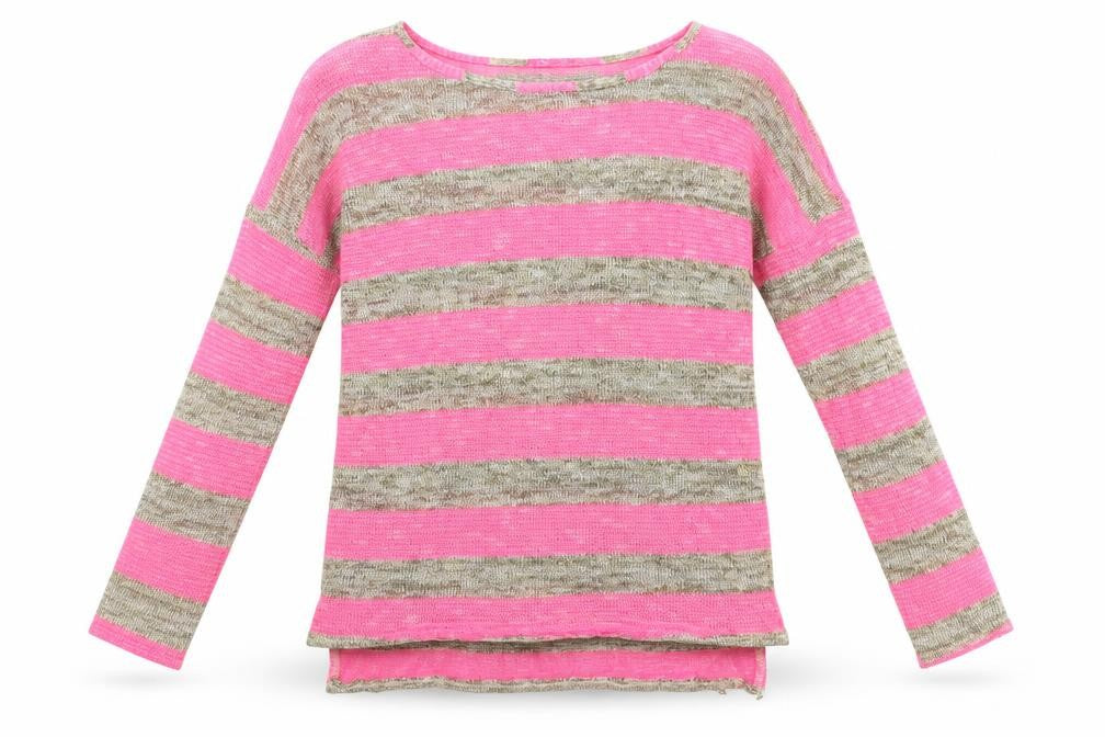 YD Girls Multicoloured Striped Knit Pullover Jumper Size 11-12 Years
