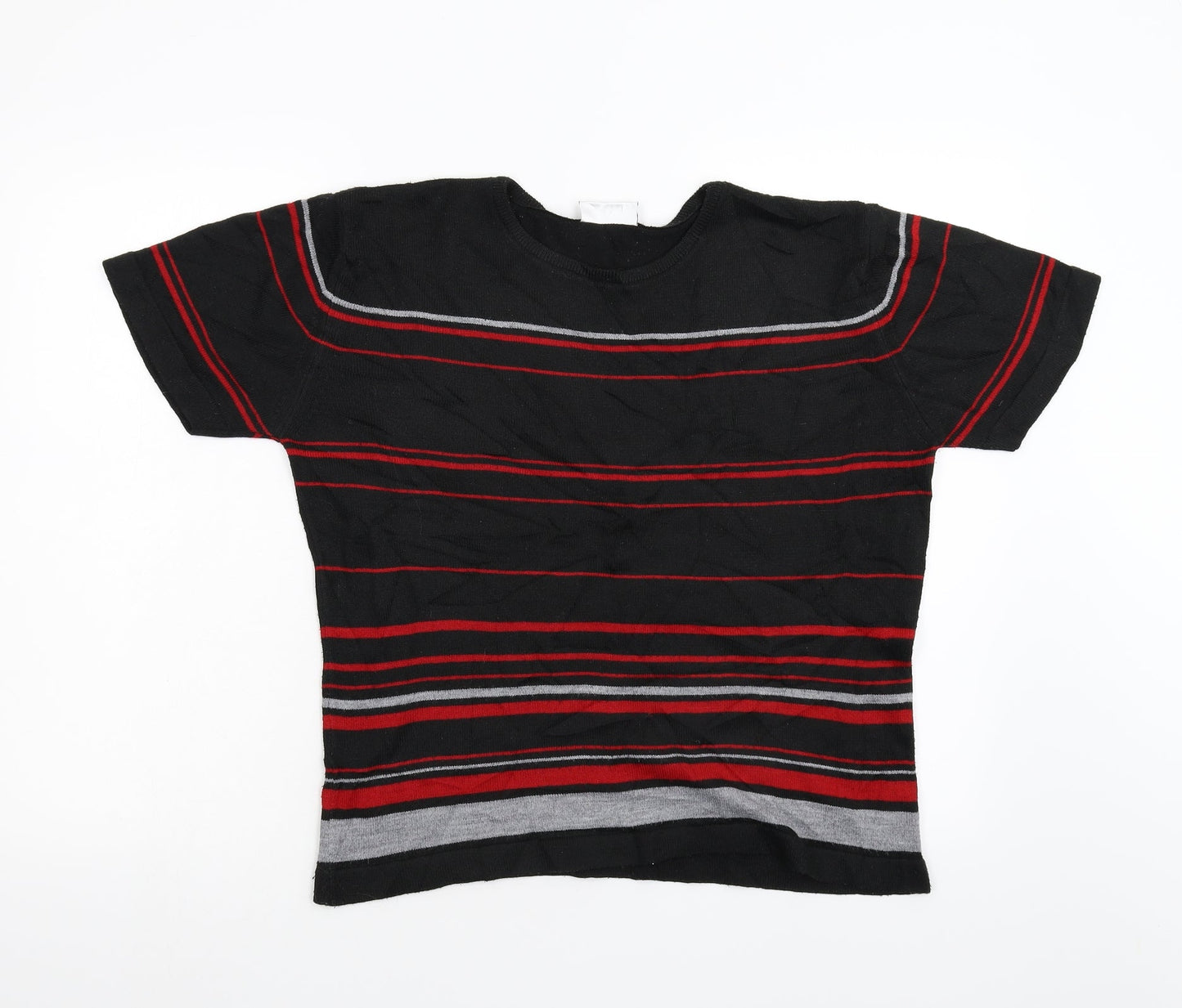 Jaqnique Womens Black Striped Knit Pullover Jumper Size M