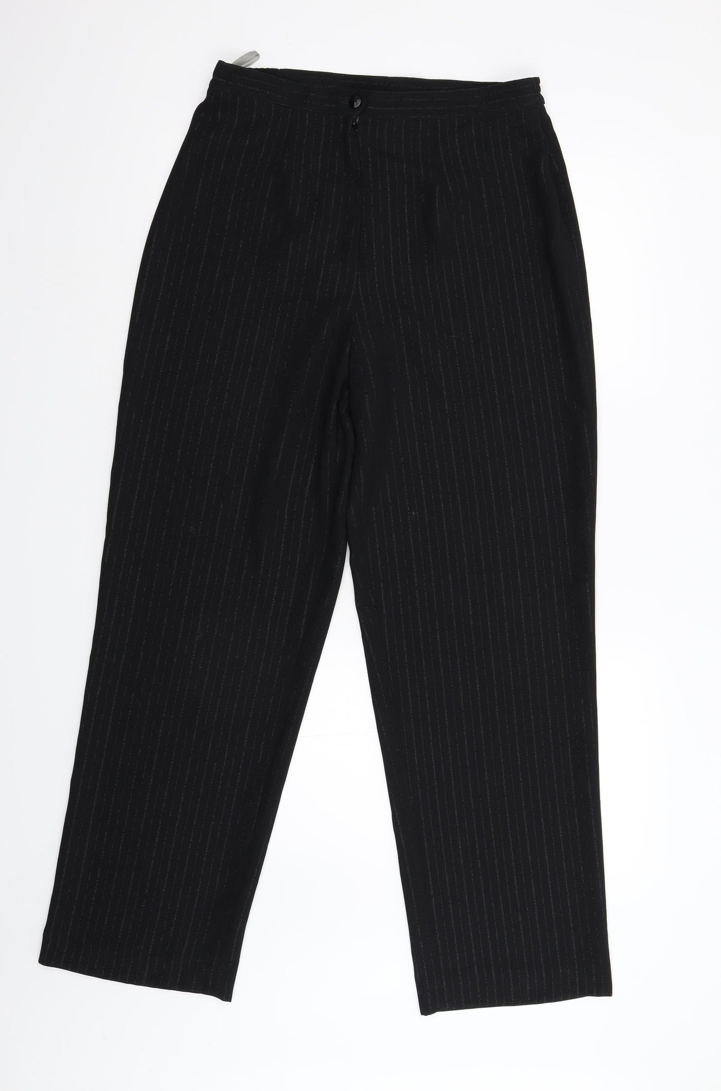 Preworn Womens Black Striped  Trousers  Size 12 L29 in