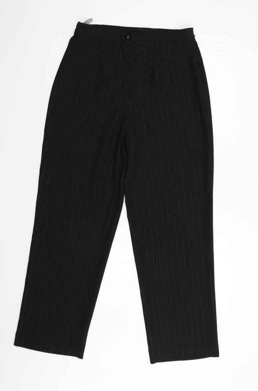 Preworn Womens Black Striped  Trousers  Size 12 L29 in