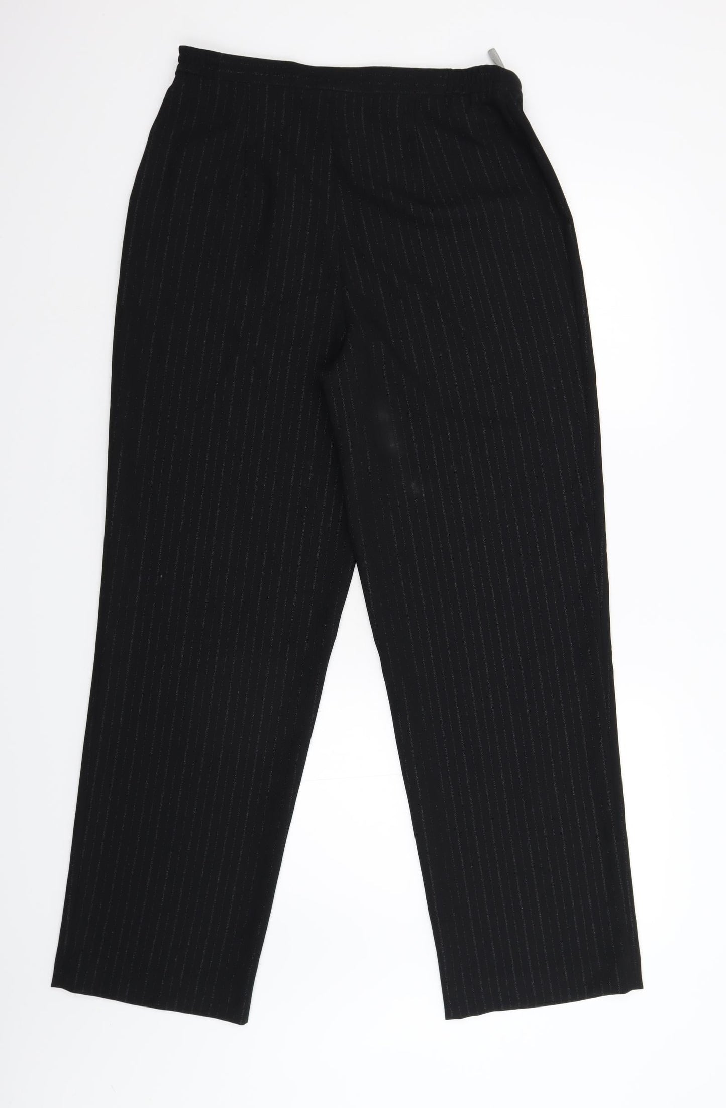 Preworn Womens Black Striped  Trousers  Size 12 L29 in
