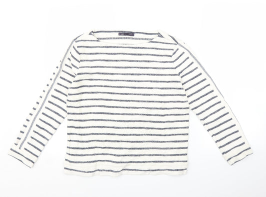 Marks and Spencer Womens White Striped  Pullover Jumper Size 10