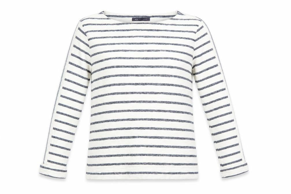 Marks and Spencer Womens White Striped  Pullover Jumper Size 10
