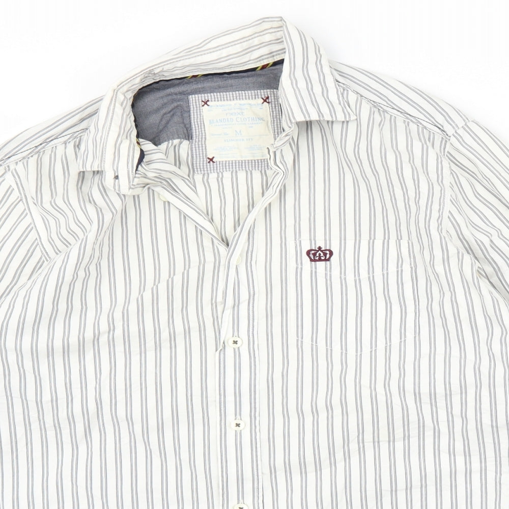 NEXT Mens White Striped   Button-Up Size M