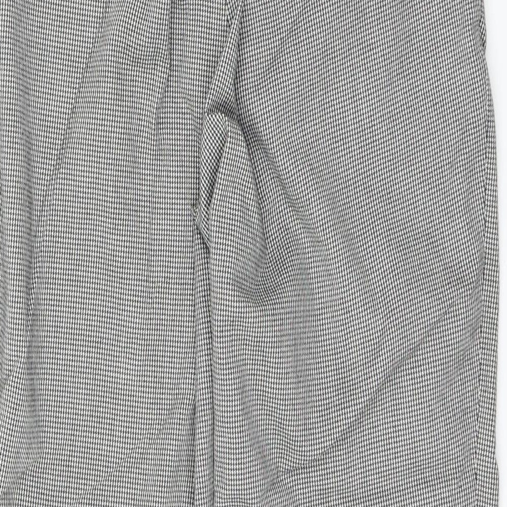 Carolina Belle Womens Grey Houndstooth  Trousers  Size L L25 in
