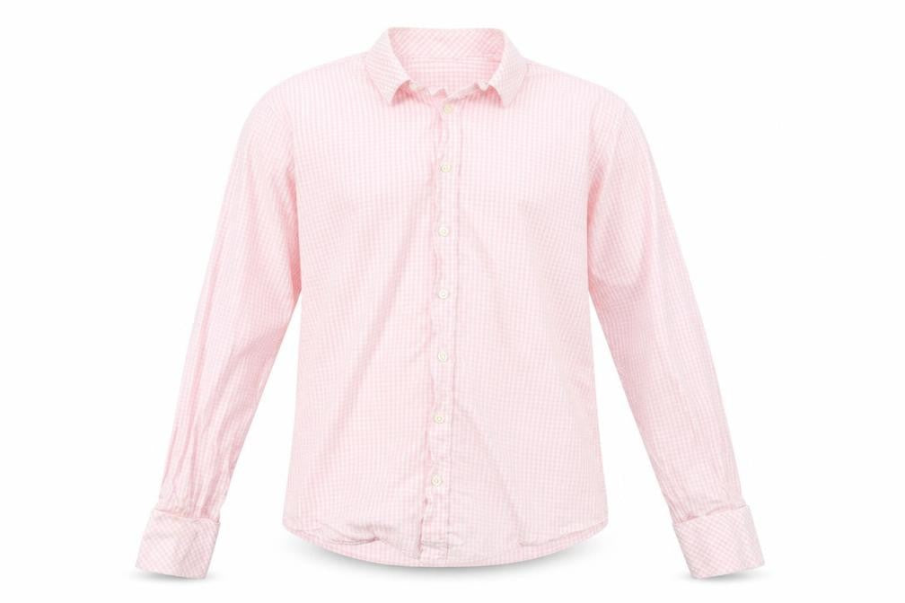 Moto Mens Pink Check   Button-Up Size L