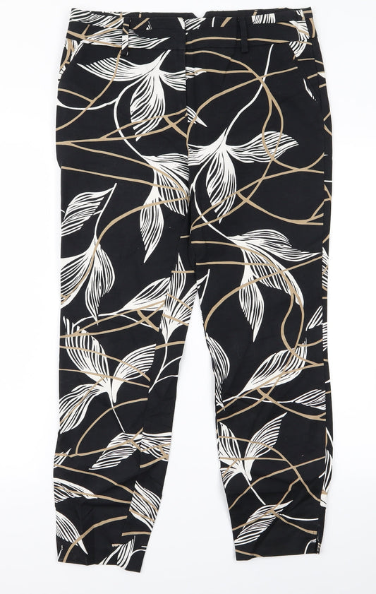 Papaya Womens Black Floral  Trousers  Size 34 L25 in