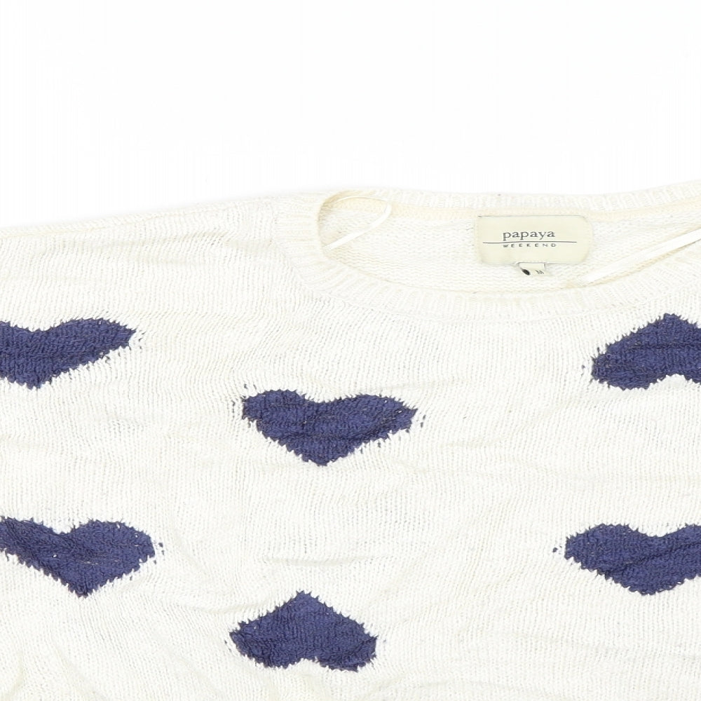 Papaya Womens White   Pullover Jumper Size M