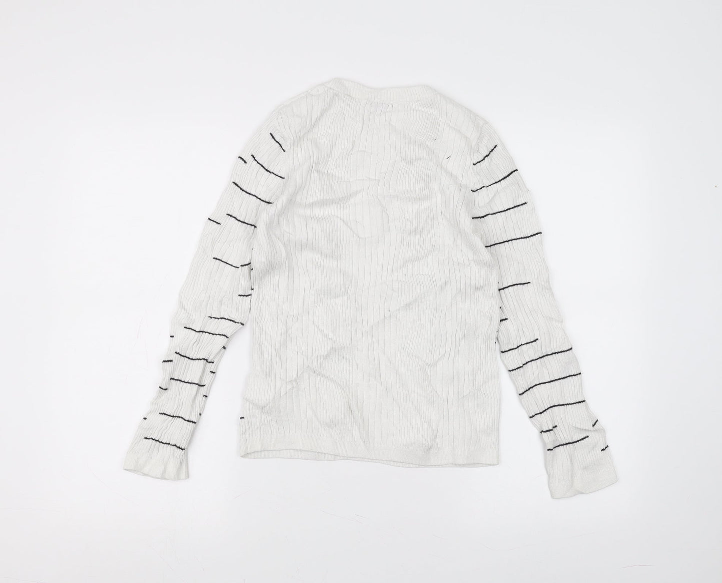 Pimkie Womens White Striped  Pullover Jumper Size M