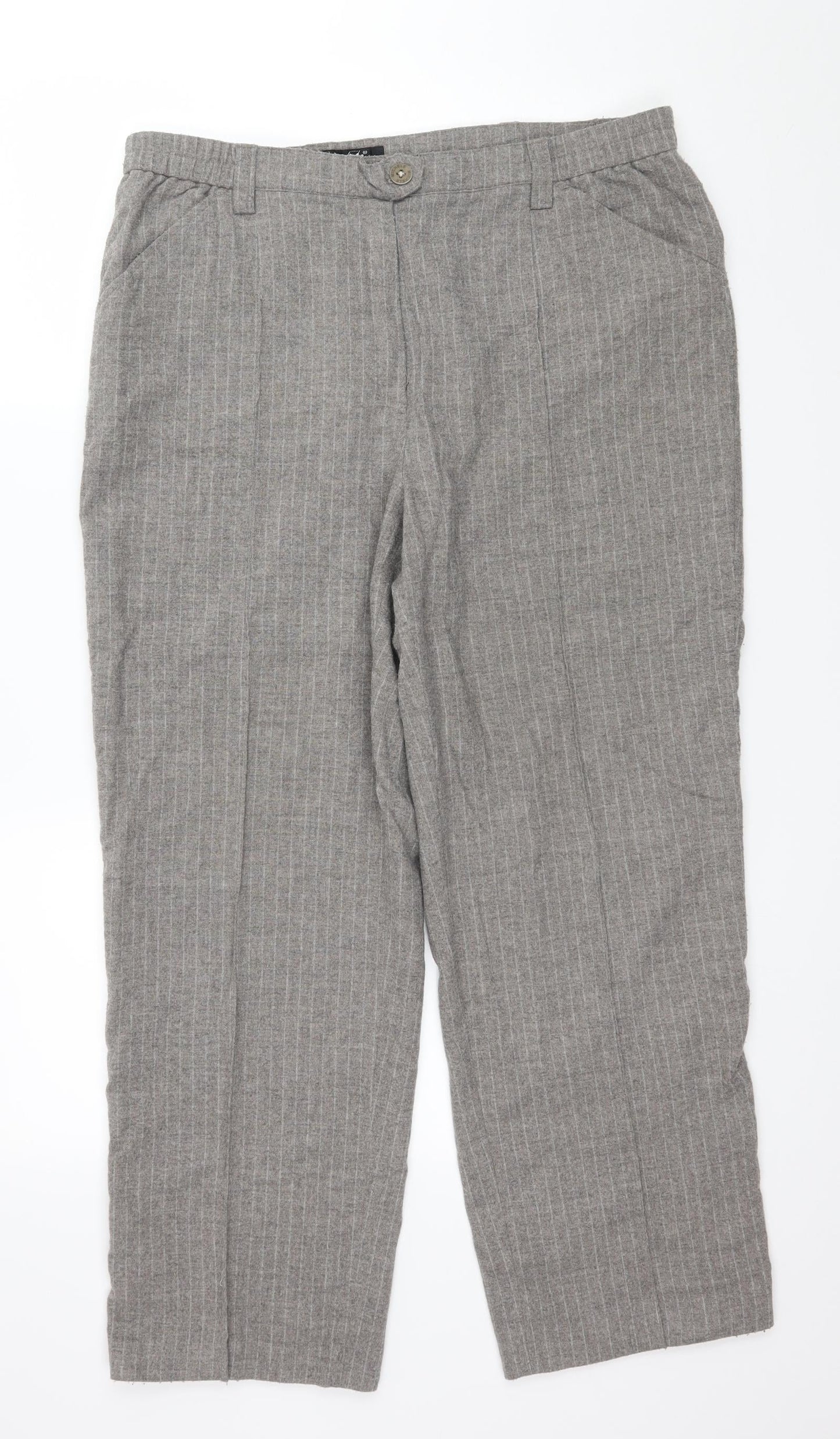 MICHELE Womens Grey Striped  Trousers  Size 16 L26 in