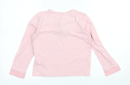 John Lewis Girls Pink Striped Jersey Basic T-Shirt Size 11 Years