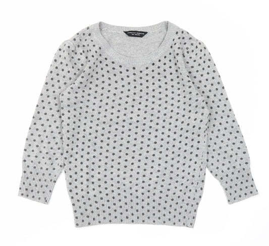 Dorothy Perkins Womens Grey Polka Dot  Pullover Jumper Size 8