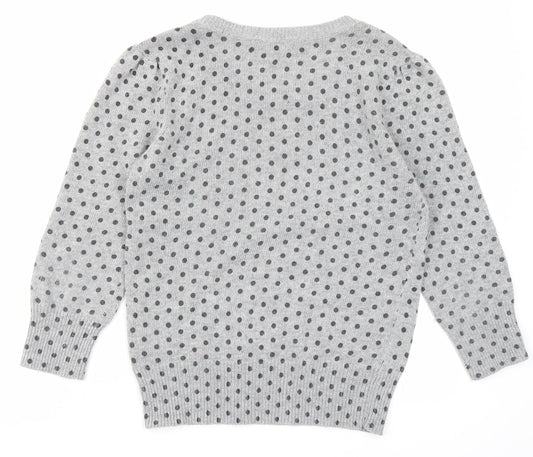 Dorothy Perkins Womens Grey Polka Dot  Pullover Jumper Size 8