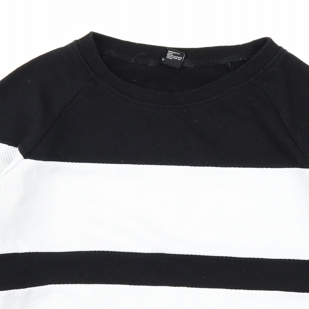 FOREVER 21 Womens Black Striped  Pullover Sweatshirt Size S