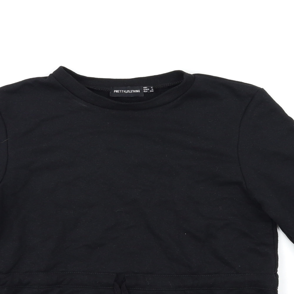 PRETTYLITTLETHING Womens Black   Pullover Sweatshirt Size 8