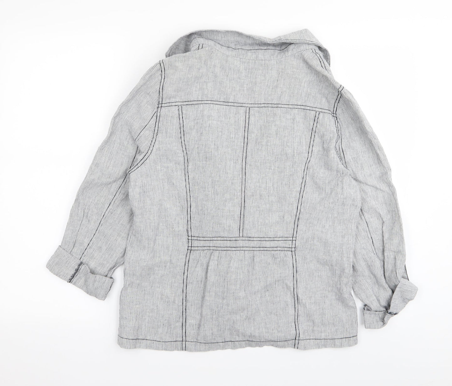 M&Co Womens Grey Striped  Jacket Blazer Size 14