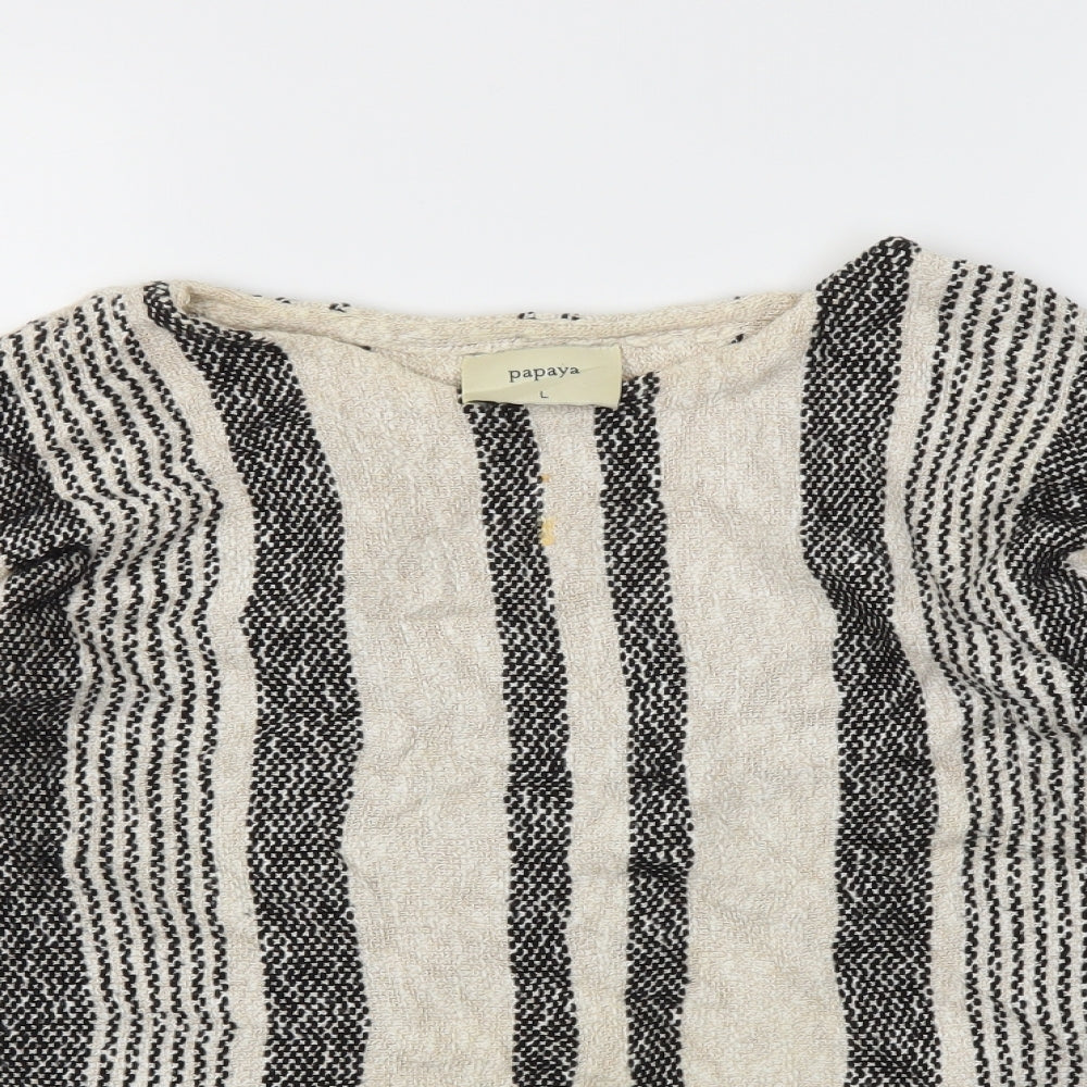 Papaya Womens Beige Striped  Pullover Jumper Size L