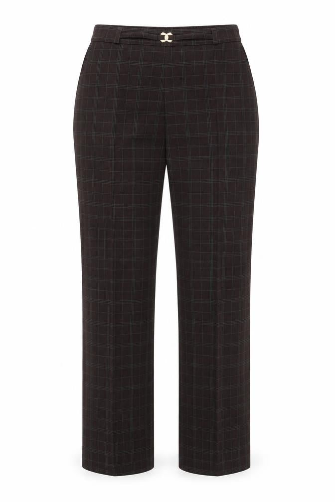 Marks & Spencer Womens Brown Check  Trousers  Size 10 L26 in - Stretch waistband