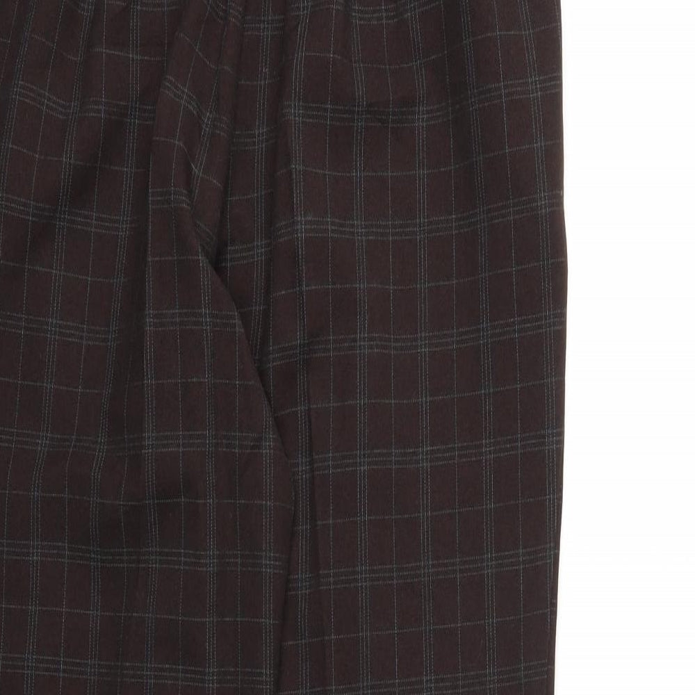M&S Womens Brown Check  Trousers  Size 10 L26 in - Stretch waistband