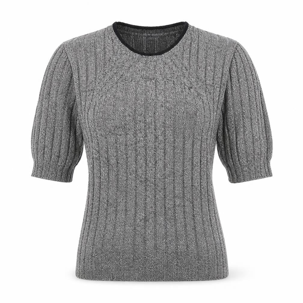Marks & Spencer Womens Grey Striped  Pullover Jumper Size 8  - stretch fabric