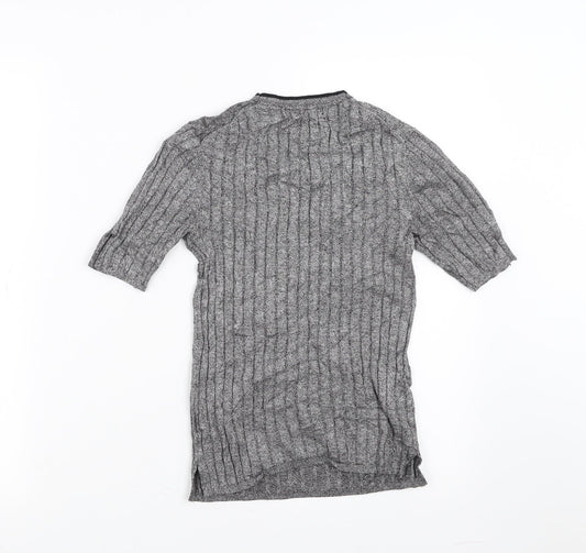 Marks and Spencer Womens Grey Striped  Pullover Jumper Size 8  - stretch fabric
