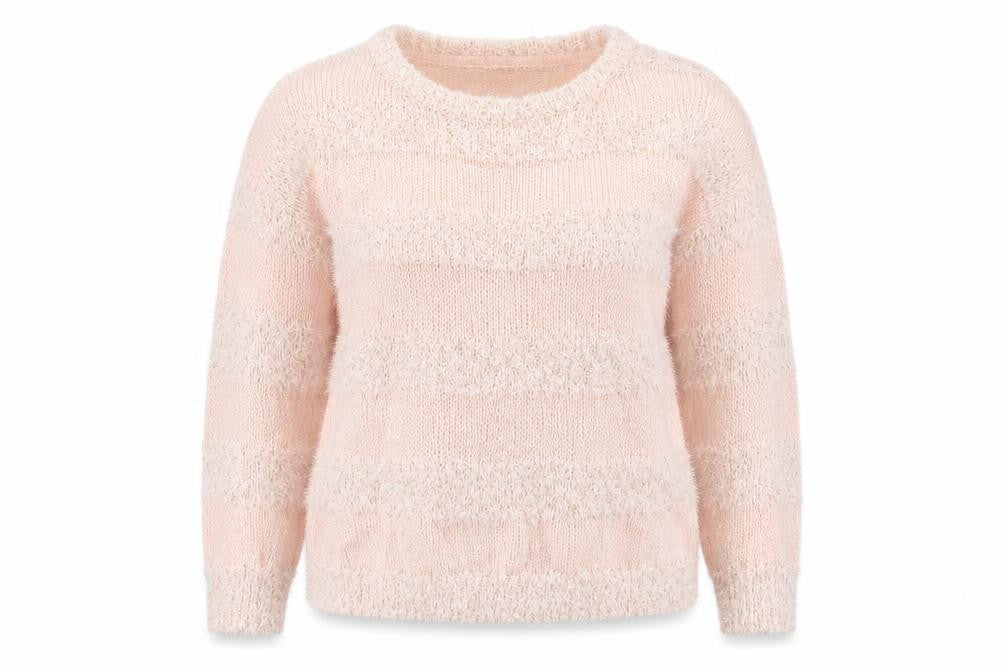 Front view of Red Herring women’s pink striped jumper, size UK 16