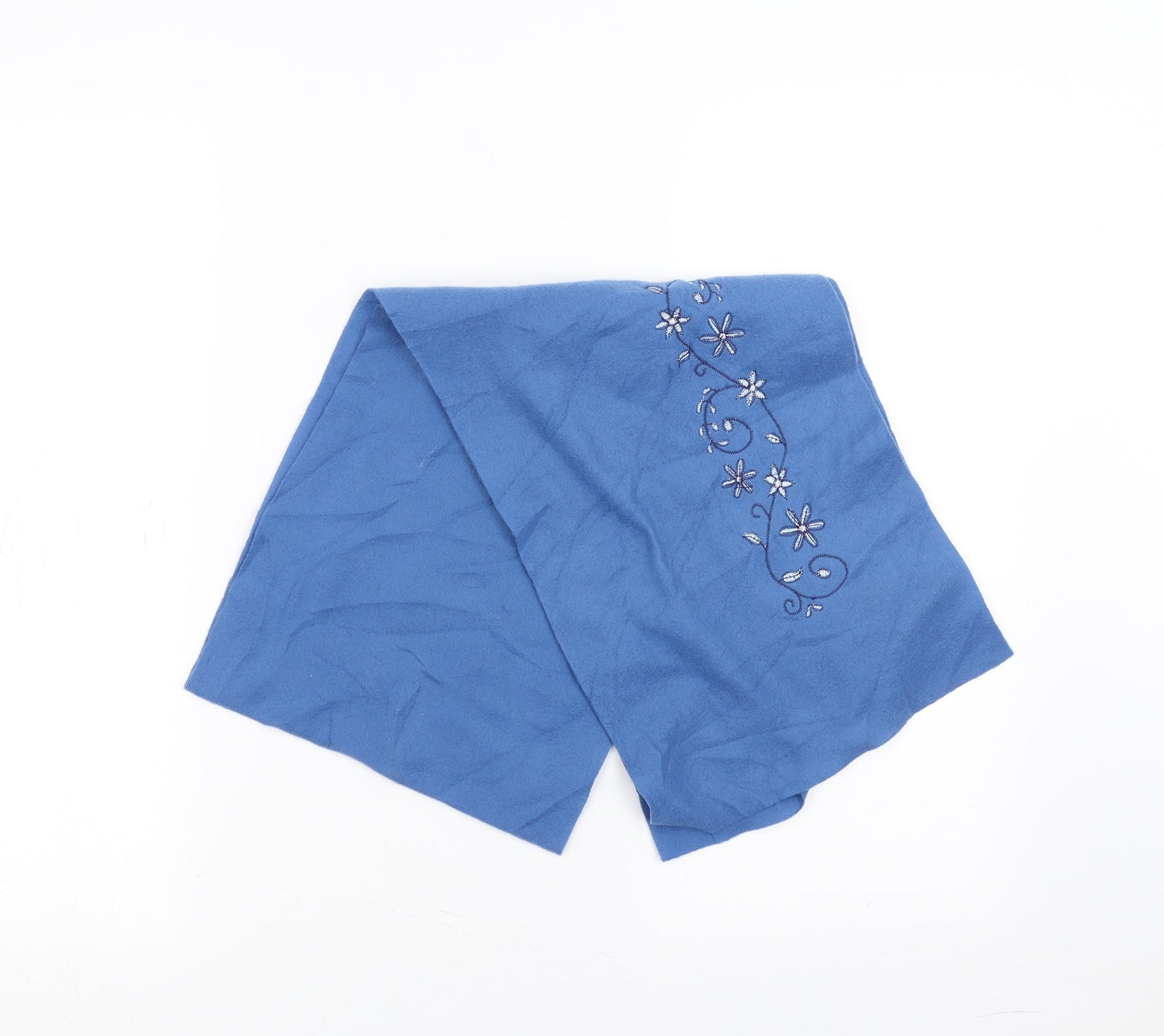 Preworn Womens Blue    Scarf   - Floral embroidery
