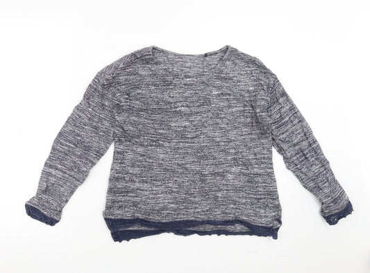 NEXT Girls Blue   Pullover Jumper Size 11 Years  - crochet detail