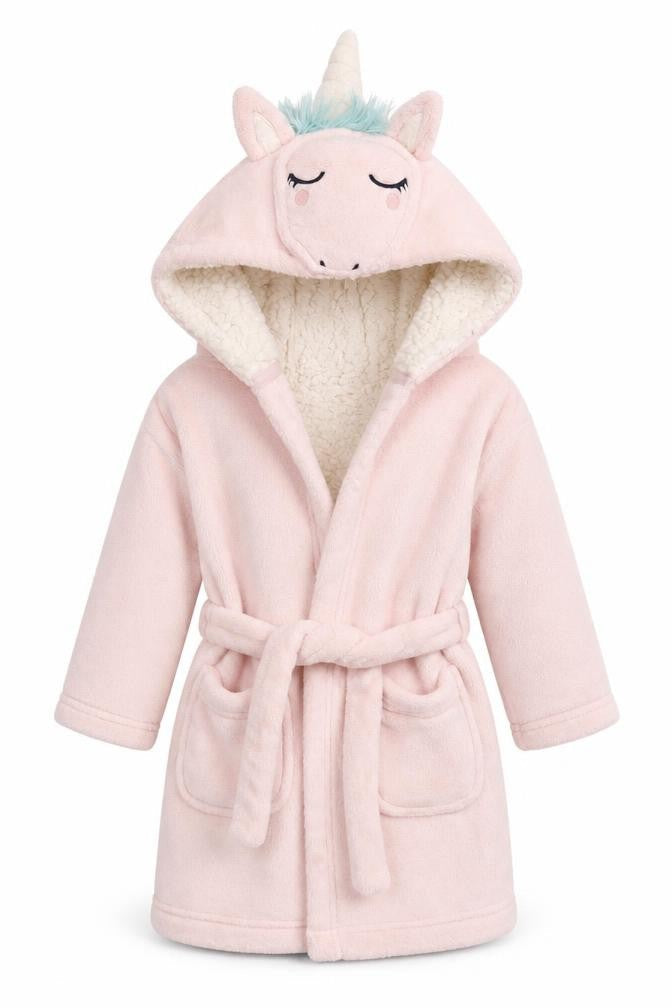 Marks and Spencer Girls Pink Solid Fleece Kimono Robe Size 2-3 Years