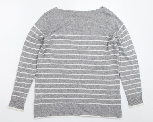 First Avenue Womens Grey Striped Knit Pullover Jumper Size S