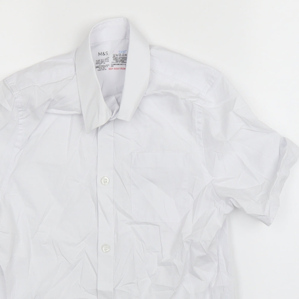 M&S Boys White   Basic Button-Up Size 10-11 Years