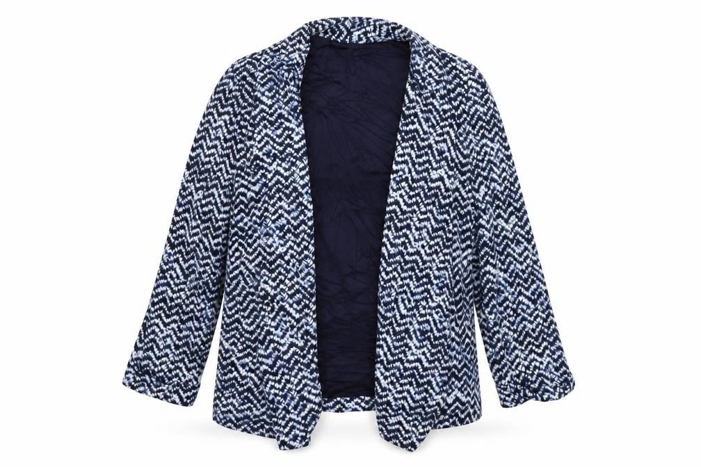 Preworn Womens Blue Geometric  Cardigan Jumper Size M