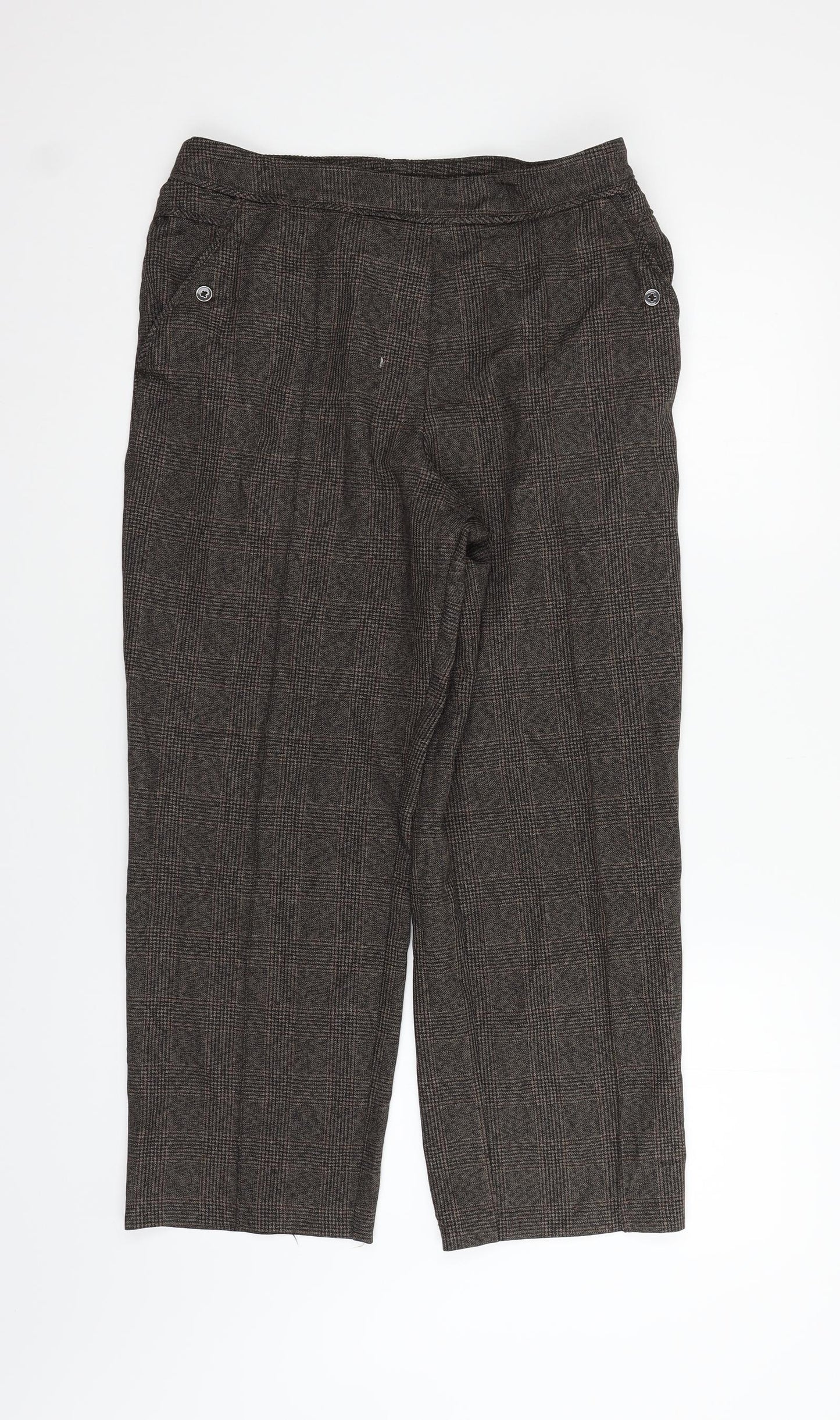 Marks and Spencer Womens Brown Check  Trousers  Size 12 L22 in
