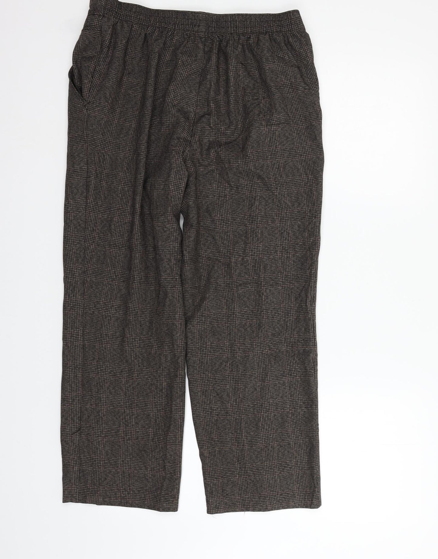 Marks and Spencer Womens Brown Check  Trousers  Size 12 L22 in